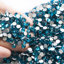 Shiny Craft Strass Good Quality ss3-SS20-ss34 Blue Zircon Flat Back Non Hotfix Glue On Nail Art Rhinestones 2024 - buy cheap