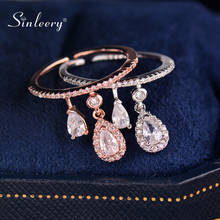 SINLEERY шикарные кольца с подвеской в форме капли с кристаллами цвета розового золота и серебра обручальные кольца с изменяемым размером для женщин ювелирные изделия ZD1 SSH 2024 - купить недорого