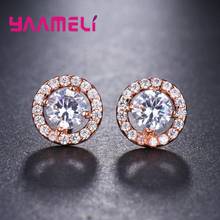 New Classic Easy Design Wedding/Engagement Party Jewelry 925 Sterling Silver Cubic Zircon Stud Earrings Wholesale 2024 - buy cheap