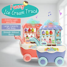 DIY Play House Toy Mini Ice Cream Shop Cart Candy Trolley with Music & Light Educational Role Play Toy Gift for Children Girls 2024 - buy cheap
