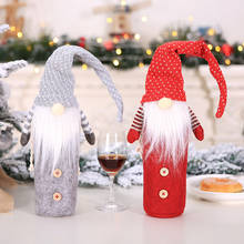 Santa Claus Red Wine Bottle Cover Bags Xmas Dress For Water Bottle Santa Claus Woven Bottle Cap Clothes Kitchen Table Decoration 2024 - buy cheap