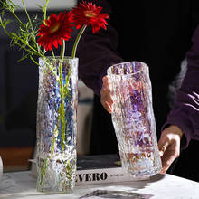 Модная прямая стеклянная ваза, аксессуары для украшения дома, Современная ваза, креативный Прозрачный цветочный горшок, гидропонный Декор для гостиной 2024 - купить недорого