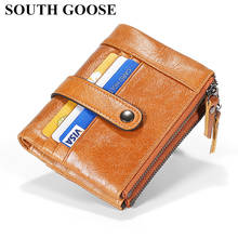 SOUTH GOOSE Genuine Leather Men Wallets RFID Blocking Wallet Zip Coin Pocket Purse Male Business Multi-card Slots Card Holder 2024 - buy cheap