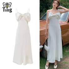 Tingfly Vintage Designer Bow Strap Sexy Party Night Dresses White Clubwear Summer Casual Long Vestidos Bowknot White Elbise Chic 2024 - buy cheap
