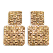 Dvacaman brincos de metal quadrados duplos geométricos, brincos simples de ouro extravagantes para mulheres joias de festa 2024 - compre barato