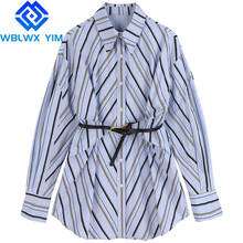 Fashion Striped Shirt Women Pocket Lapel Long sleeve Shirt Casual Womens Tops and Blouses Spring Loose Oversize Long Shirts 2024 - buy cheap