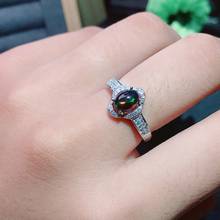 New Arrival Real Natural New Fashion Real Natural High Quality Black Opal ring 925 sterling silver Classical Black Opal Ring 2024 - buy cheap