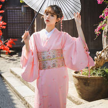 Японское традиционное кимоно, платье в восточном стиле, элегантное женское кимоно в стиле юката, винтажные костюмы для косплея Оби 2024 - купить недорого