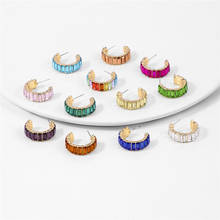 KSRA-pendientes de cristal multicolor para mujer, joyería de moda, 2020 INS, europeo y americano, simples, en forma de C 2024 - compra barato
