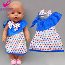 doll dress 43cm baby bona doll star dress 18inch american generation girl doll clothes strap bow dress 2024 - buy cheap