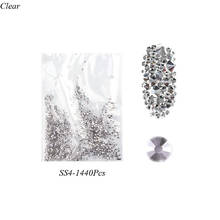Diamantes de imitación para decoración de uñas, diamantes de imitación de tamaño pequeño, SS3-SS50 de cristal, Parte posterior plana, transparentes, sin pegamento 2024 - compra barato