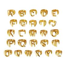Hollow A-Z Letter Gold Color Metal Adjustable Opening Ring Initials Name Alphabet Female Party Chunky Wide Trendy Jewelry 2024 - buy cheap