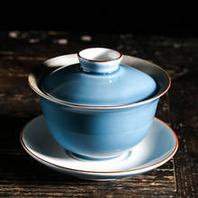 Silver Tea Set 999 Ji Blue Cover Bowl Kung Fu Tea Set Jingdezhen Blue And White Silver Gilded Ceramic Tea Cup Bowl Sancai Large 2024 - buy cheap