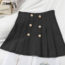 Элегантная плиссированная мини-юбка ITOOLIN с высокой талией, трапециевидная короткая женская юбка, черная юбка в Корейском стиле, Женская юбка 2024 - купить недорого