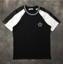 Высокие 19ss мужские новые футболки с вышивкой звезды футболка Канье хоп скейтборд уличная хлопковая Футболка Топ хип-хоп хит # C28 2024 - купить недорого
