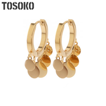 TOSOKO Stainless Steel Round Small disc Tassel Pendant Stud Earrings for Women Girls Party Daily Wear Jewelry BSF250 2024 - buy cheap