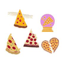 Alfileres esmaltados de Pizza para hombre y mujer, broches de Pizza en amarillo y rosa, para camisas Pin de solapa, insignia creativa de comida divertida, regalos de joyería de dibujos animados 2024 - compra barato