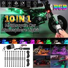 10IN1 RGB Motorcycle Car Atmosphere Light 60 LED Smart Brake Lights with Wireless Remote Control Moto Decorative Strip Lamp Kit 2024 - buy cheap