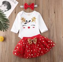 Cute Newborn Baby Girl Christmas Flower Deer Clothes Girls Babys Cotton Rompers Bodysuit Tutu Skirts Xmas Party Set 0-2T 2024 - buy cheap