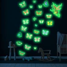 Adesivo de borboleta luminosa 3d, adesivo colorido de borboleta para quarto de crianças, decalque fluorescente para decoração de casa que brilha no escuro, adesivo de parede 2024 - compre barato
