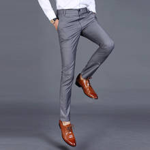 Pantalones de traje de gran tamaño para hombre, pantalón largo Formal de negocios, color gris, ropa de oficina recta de algodón, otoño 2024 - compra barato