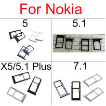 Titular da bandeja do cartão do sim único & duplo para nokia 5 / 5.1 / 5.1 plus/x5/7.1 micro sd slot para cartão adaptador reparação parte 2024 - compre barato