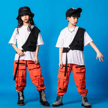 Children Ballroom Hip Hop Dance Costumes For Kids Short Sleeve Tops Loose Pants Jazz Performance Costumes Rave Clothes DQS6682 2024 - buy cheap