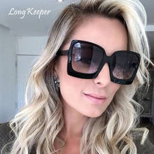 2020 Luxury Big Square Sunglasses Women Brand Designer Retro Clear Sun Glasses For Female Oversized Black Shades oculos UV400 2024 - buy cheap