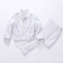 Официальные Детские костюмы для мальчиков, 4 стиля, черный/белый свадебный Детский костюм, Блейзер, смокинг для мальчиков, вечерние костюмы для маленьких мальчиков, комплекты из 5 предметов 2024 - купить недорого