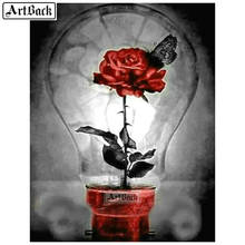 5d diy diamond painting red rose full square round landscape canvas art diamond embroidery bulb flower decoration 40x50cm 2024 - buy cheap