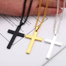 Simple Cross Necklace Pendant for Men Boy Black Gold Silver Color Crucifix Necklaces Male Jewelry Religious Christian 2024 - buy cheap