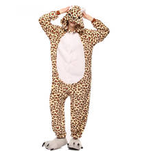 Adult Leopard Bear Kigurumi Women Men Cartoon Animal Cosplay Costume Winter Onesie Pajama Hooded Couple Funny Party Suit 2024 - buy cheap