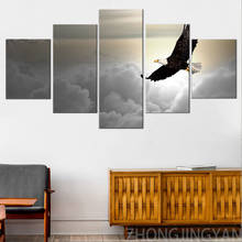 Arte de parede moderna, 5 peças, animais, águia, imagens, hd, pintura, poster para a sala de estar, arte moderna, decoração de casa 2024 - compre barato