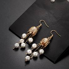 2021 Fashion New Exaggerated Romantic Luxury Pearl Long Tassel Earrings Ladies Evening Dress Temperament Earrings for Women 2024 - buy cheap