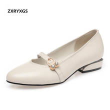 Zapatos de tacón bajo para mujer, calzado ligero y cómodo de cuero genuino con diamantes de imitación, informales, a la moda, talla grande, novedad, Otoño, 2019 2024 - compra barato