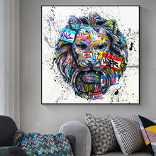 Abstract Roaring Lions Graffiti Art Canvas Painting Posters and Prints Animals Wall Art Picture for Living Room Cuadros Decor 2024 - buy cheap