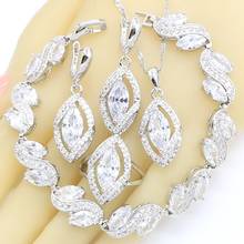 Marquise Cutting White Zircon Women 925 Silver Jewelry Sets with Bracelet Earrings Rings Necklace Pendant Gift Box 2024 - buy cheap