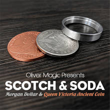 Scotch & Soda de Oliver Magic (dólar Morgan y moneda antigua de la reina Victoria) Close Up Magia trucos de Magia trucos mágicos accesorios de Magia 2024 - compra barato