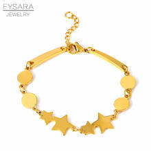 Fysare-pulsera de eslabones con forma de corazón y estrella para mujer, brazalete, cadena de acero, Color dorado 2024 - compra barato