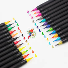 Conjunto de canetas de pincel macio, 24 cores, lavável, conjunto de marcadores de aquarela para livros de colorir, livros de caligrafia manga cômicas, papelaria 2024 - compre barato