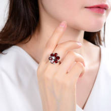 GEM'S BALLET 5.05Ct Natural Red Garnet Cocktail Flowers Ring 925 Sterling Silver Classic Gemstone Rings For Women Fine Jewelry 2024 - buy cheap