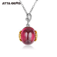 100% 925 Sterling Silver Pendant Ruby Gemstone Necklace Pendant for Mother Oval Cabochon Created Ruby Pendants for Anniversary 2024 - buy cheap