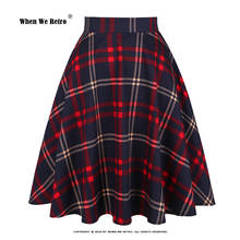 2021 New Women Ladies Summer Skirt VD0020 Irish Skirts Blue Red High Waist Swing 50S 60S Cotton Vintage Plaid Skirt 2024 - buy cheap