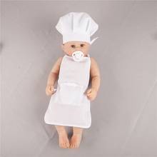 2 Pcs Cute Baby Chef Apron and Hat Infant Kids White Cook Photos Costume Photography Prop Newborn Hat Apron Photoshoot Clothing 2024 - buy cheap