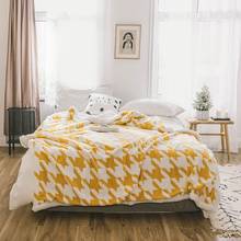 Svetanya 3D Yellow Houndstooth Winter Thick Sherpa Berber Fleece Throws Blanket Microfiber Full Queen Size Sheets Bedspread 2024 - купить недорого