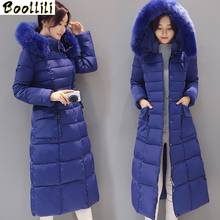 Boollili Women's Winter Parka Warm Cotton Wadded Coat X-Long Pure Colors Womens Winter Jackets and Coats Fur Hooded Plus XXXXL 2024 - buy cheap