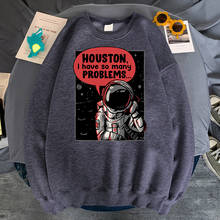 Call From Space Astronaut-Sudadera con capucha para hombre, suéter de cuello redondo con estampado de astronauta, ropa de calle de lana, novedad creativa, otoño 2024 - compra barato