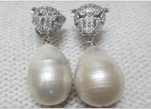 PAIR ABOUT 18.239x14x12MM ENORMOUS WHITE KASUMI FW BAROQUE PEARL EARRING 925 silver 2024 - buy cheap