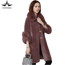 Leiouna Long Large Size Parker Sheep Shearing Jacket New Female One Grain Wool Coats Faux Fox Fur Collar Fur Coat Women's 2024 - buy cheap