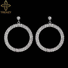 TREAZY Simple Designed Silver Plated Rhinestone Crystal Drop Earrings for Women Bride Circle Dangle Earrings Wedding Jewelry 2024 - buy cheap